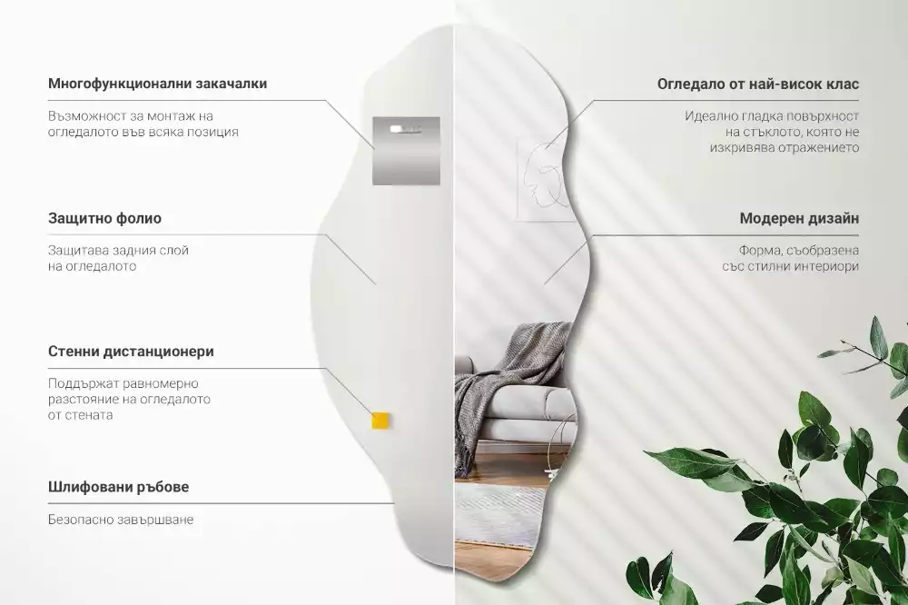 Asymmetrische spiegel originele muurdecoratie