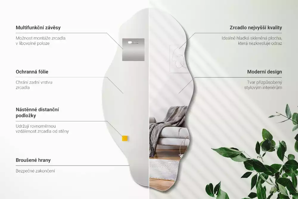 Asymmetrische spiegel originele muurdecoratie