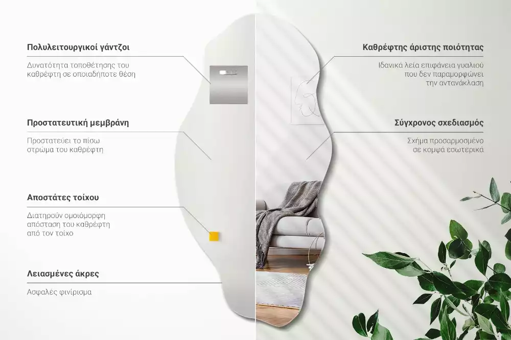 Asymmetrische spiegel originele muurdecoratie