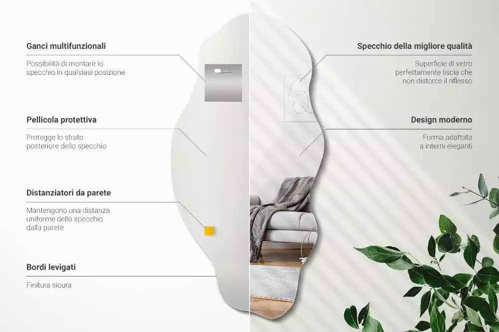 Asymmetrische spiegel originele muurdecoratie