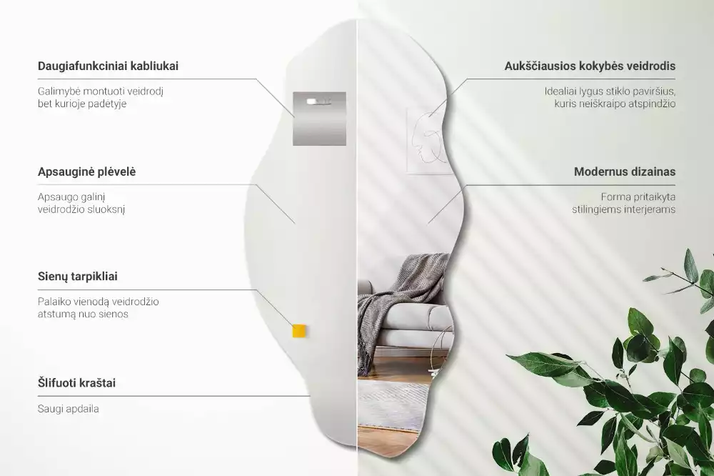 Asymmetrische spiegel originele muurdecoratie