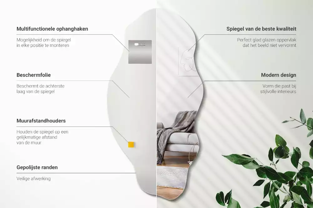 Asymmetrische spiegel originele muurdecoratie