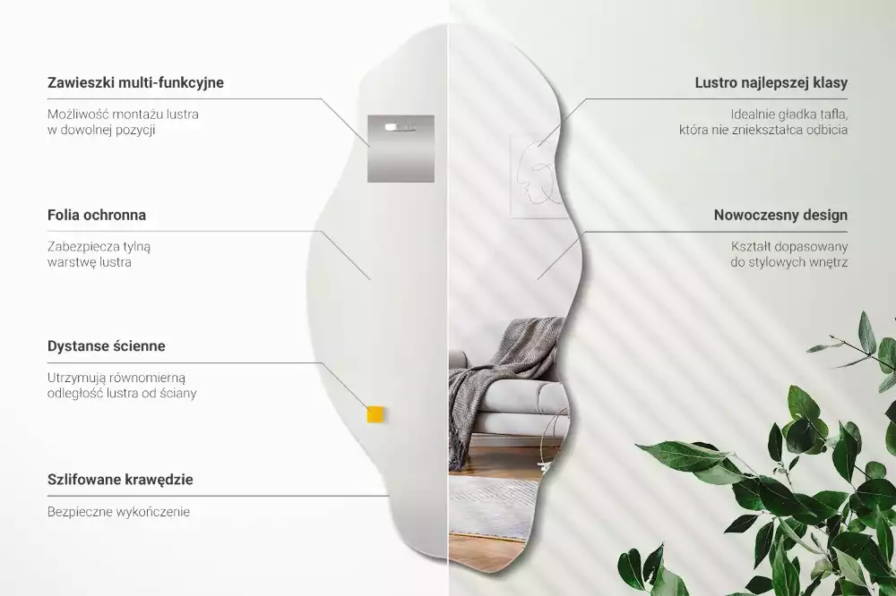 Asymmetrische spiegel originele muurdecoratie