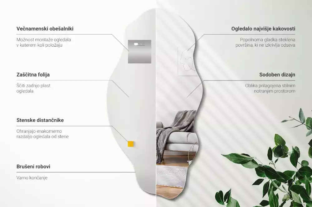 Asymmetrische spiegel originele muurdecoratie