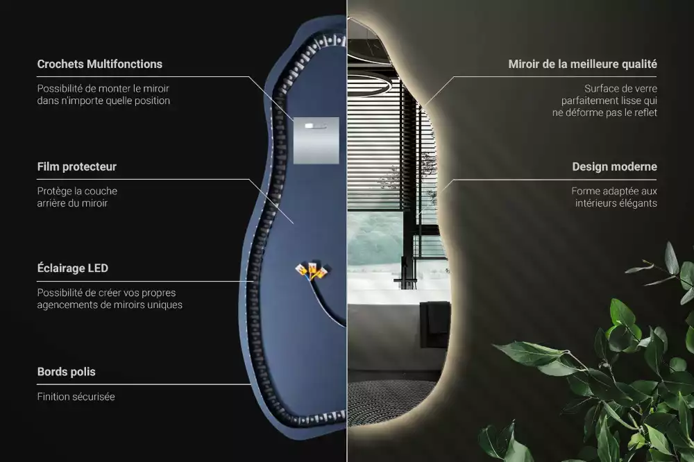 Organische spiegel met verlichting stijlvol