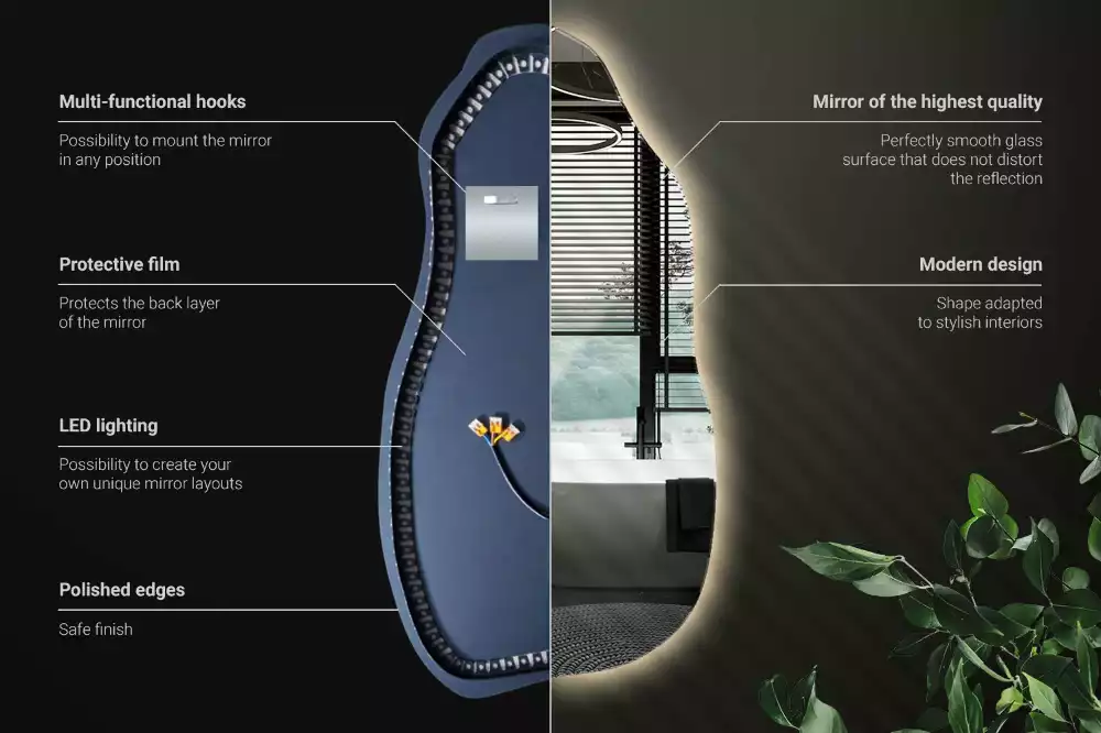 Organische spiegel met verlichting stijlvol