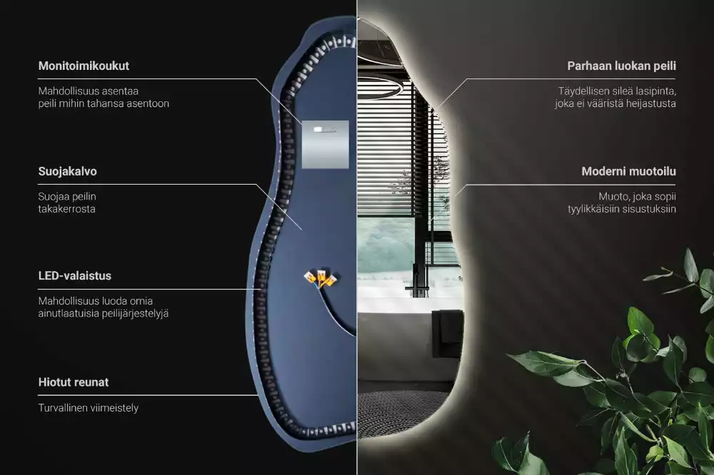Organische spiegel met verlichting stijlvol