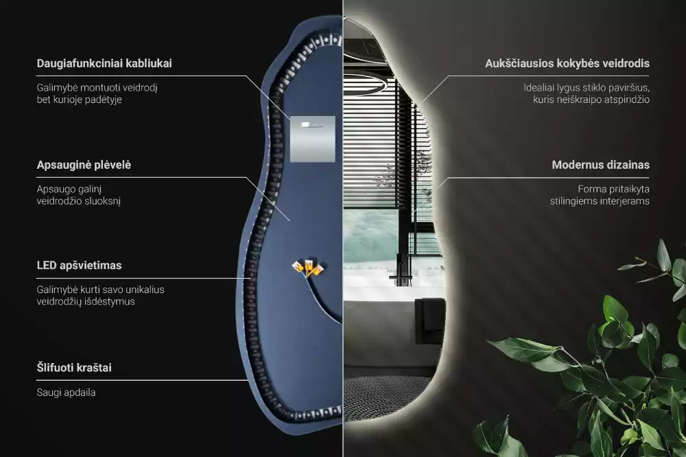 Organische spiegel met verlichting stijlvol