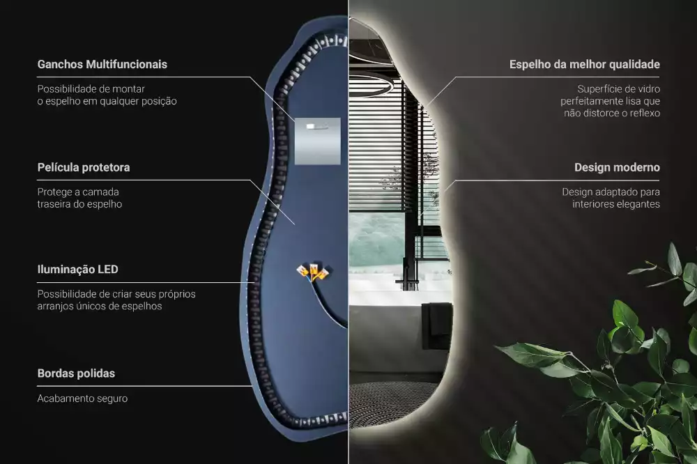 Organische spiegel met verlichting stijlvol