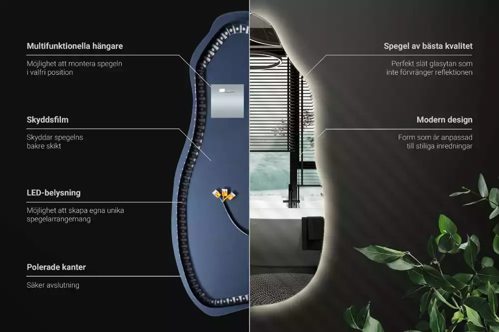Organische spiegel met verlichting stijlvol