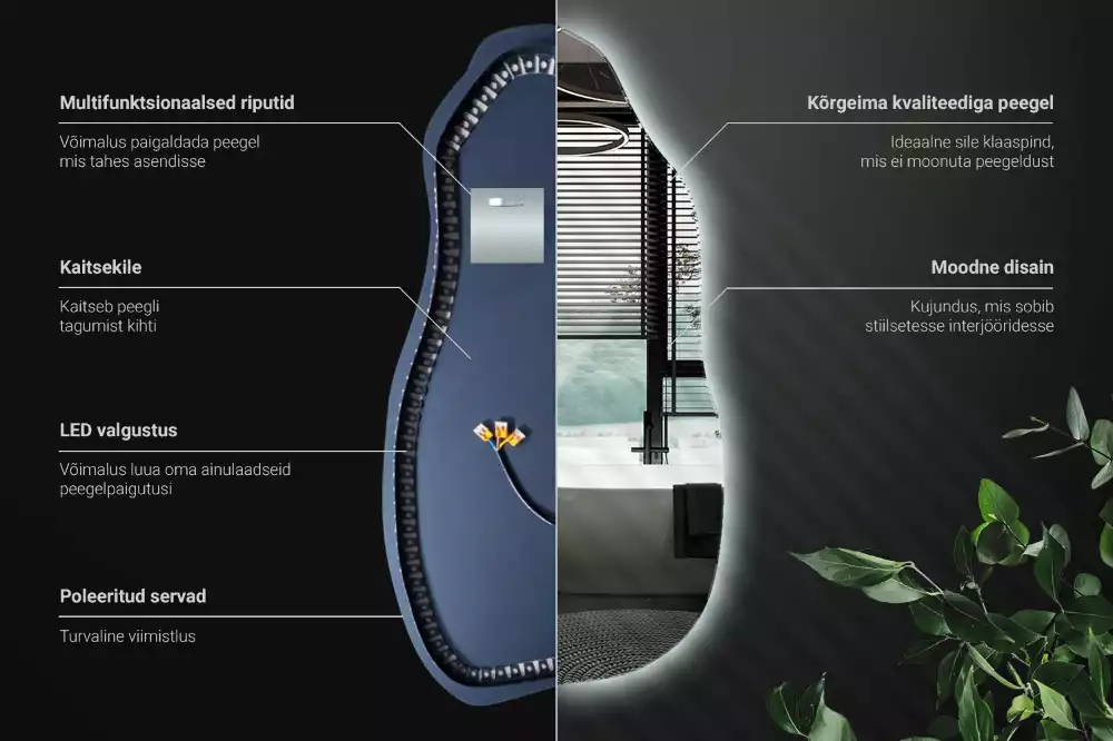 Organische spiegel met verlichting stijlvol