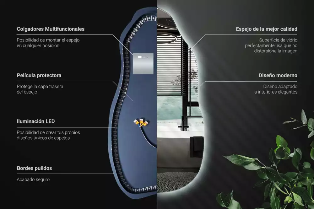Organische spiegel met verlichting stijlvol