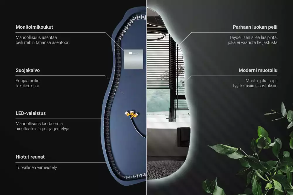Organische spiegel met verlichting stijlvol