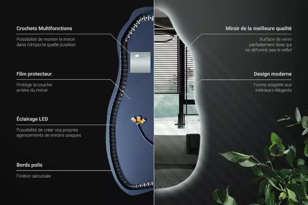 Organische spiegel met verlichting stijlvol