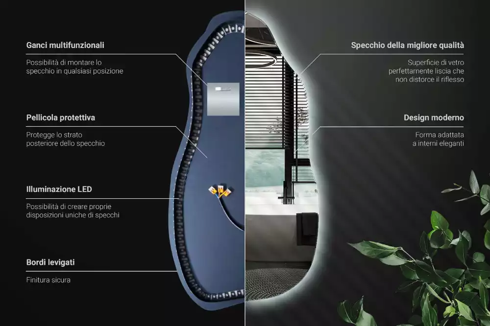 Organische spiegel met verlichting stijlvol