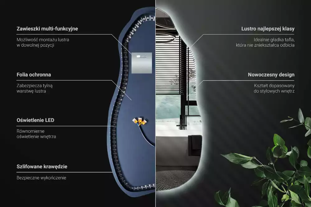 Organische spiegel met verlichting stijlvol