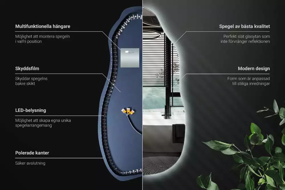 Organische spiegel met verlichting stijlvol