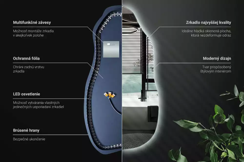 Organische spiegel met verlichting stijlvol