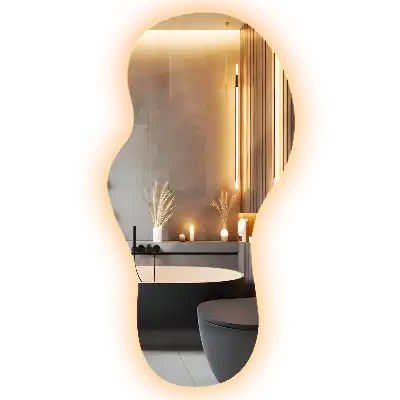 Asymmetrische led-spiegel voor aan de wand