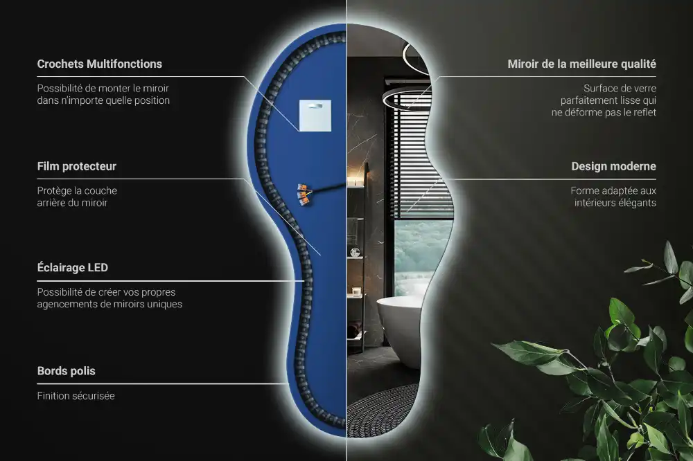 Asymmetrische led-spiegel voor aan de wand