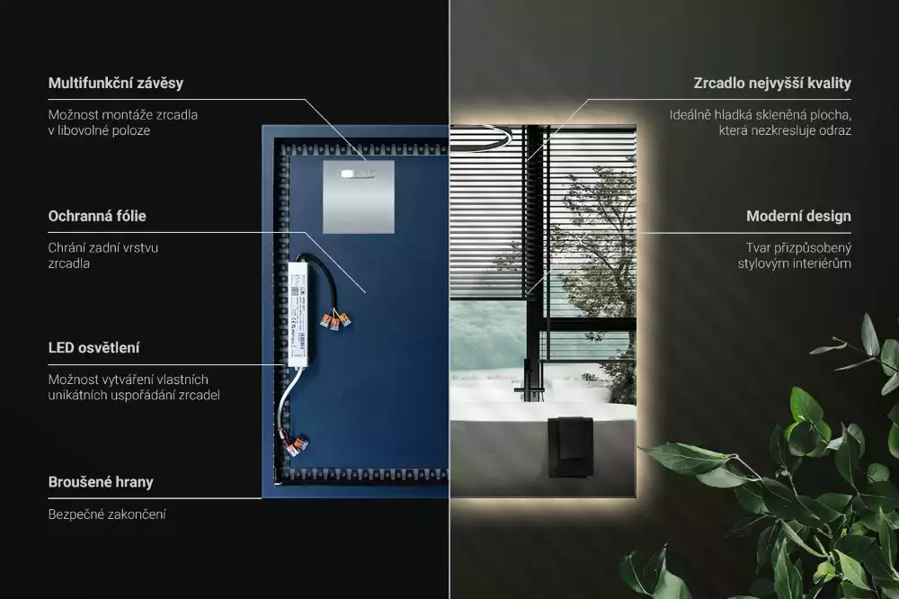 Vierkante spiegel moderne LED