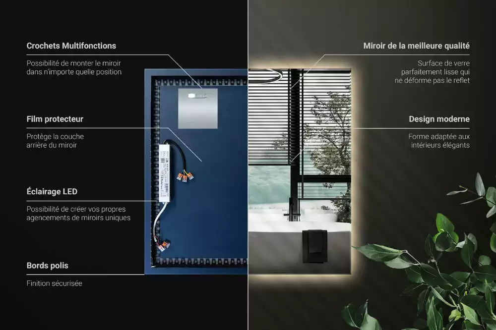 Vierkante spiegel moderne LED