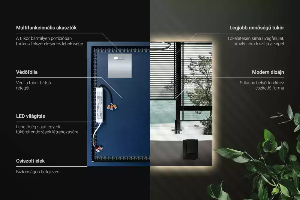 Vierkante spiegel moderne LED