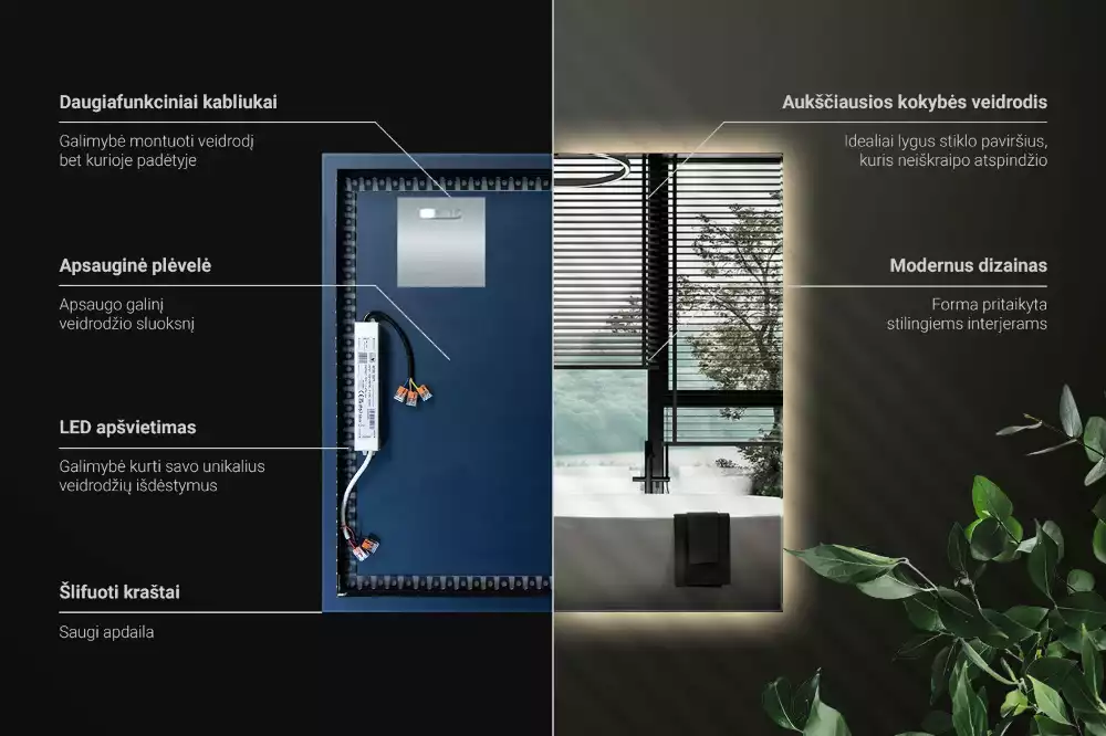 Vierkante spiegel moderne LED