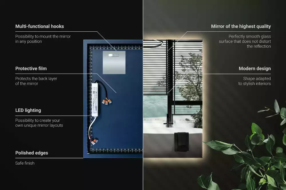 Vierkante spiegel moderne LED