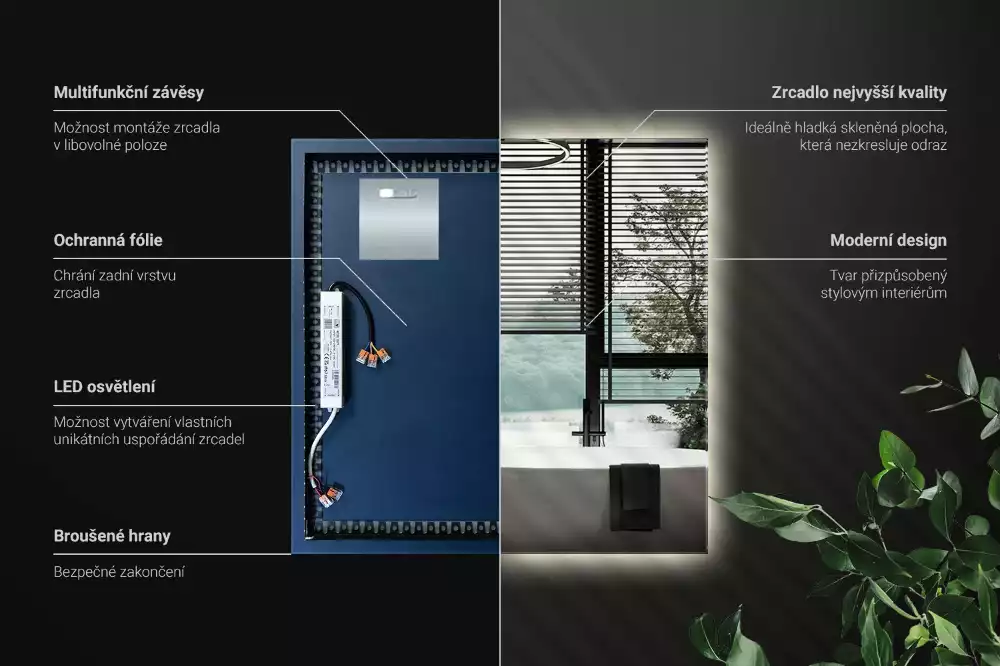 Vierkante spiegel moderne LED