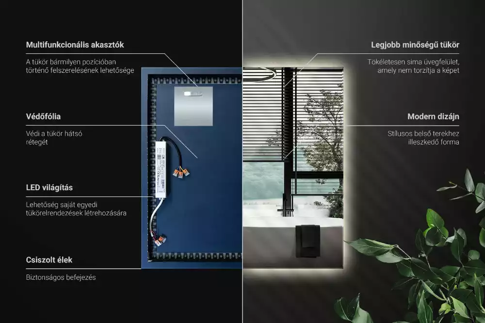 Vierkante spiegel moderne LED