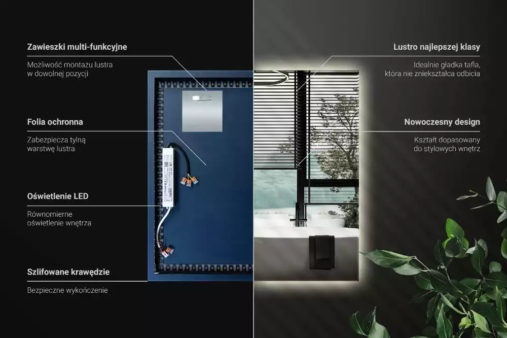 Vierkante spiegel moderne LED