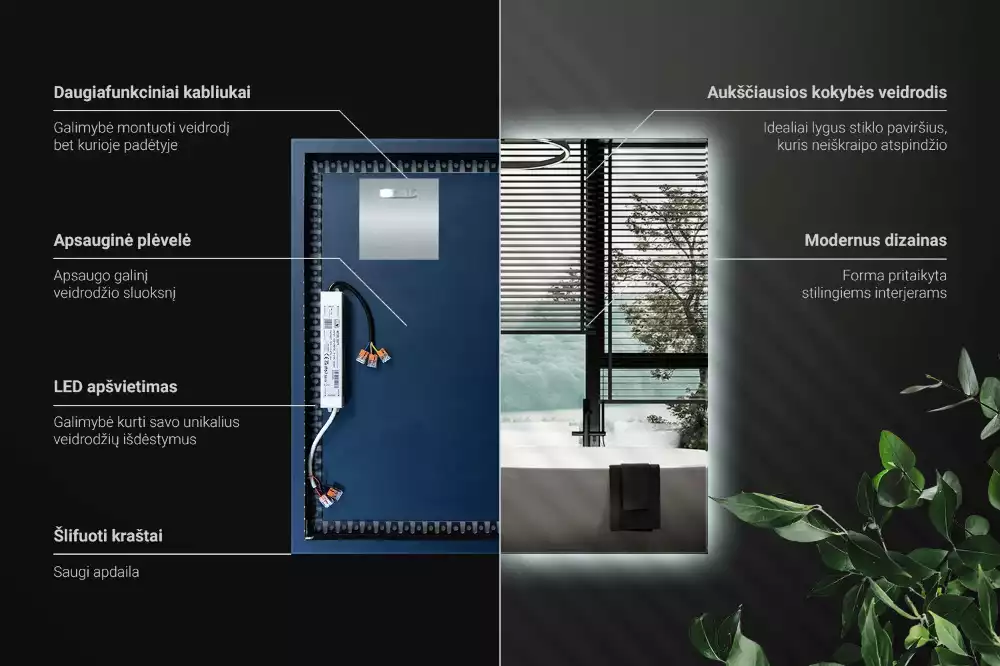 Vierkante spiegel moderne LED