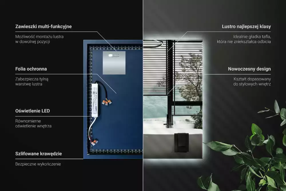 Vierkante spiegel moderne LED