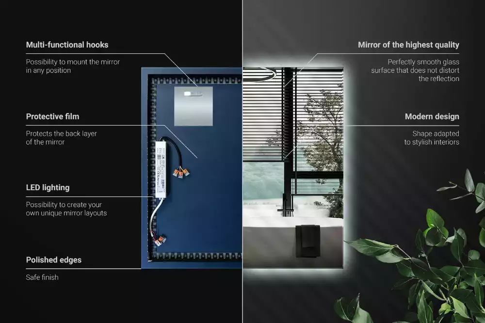 Vierkante spiegel moderne LED