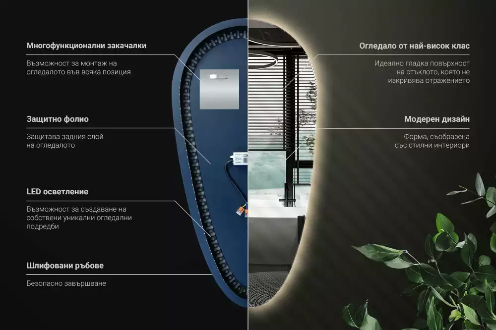 Druppel spiegel met verlichting decoratief