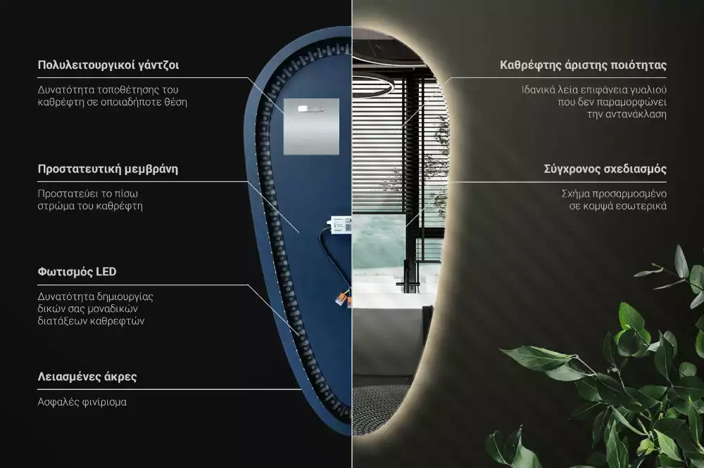 Druppel spiegel met verlichting decoratief