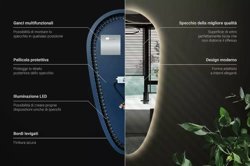 Druppel spiegel met verlichting decoratief