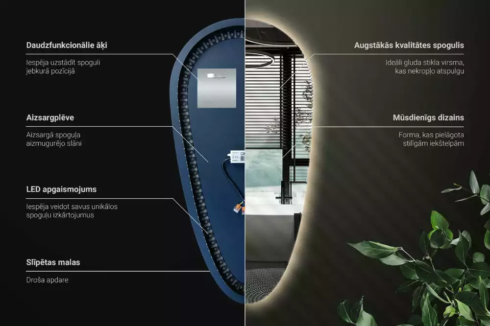 Druppel spiegel met verlichting decoratief