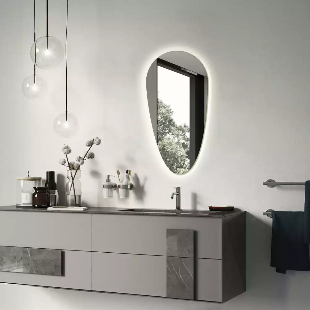 Druppel spiegel met verlichting decoratief