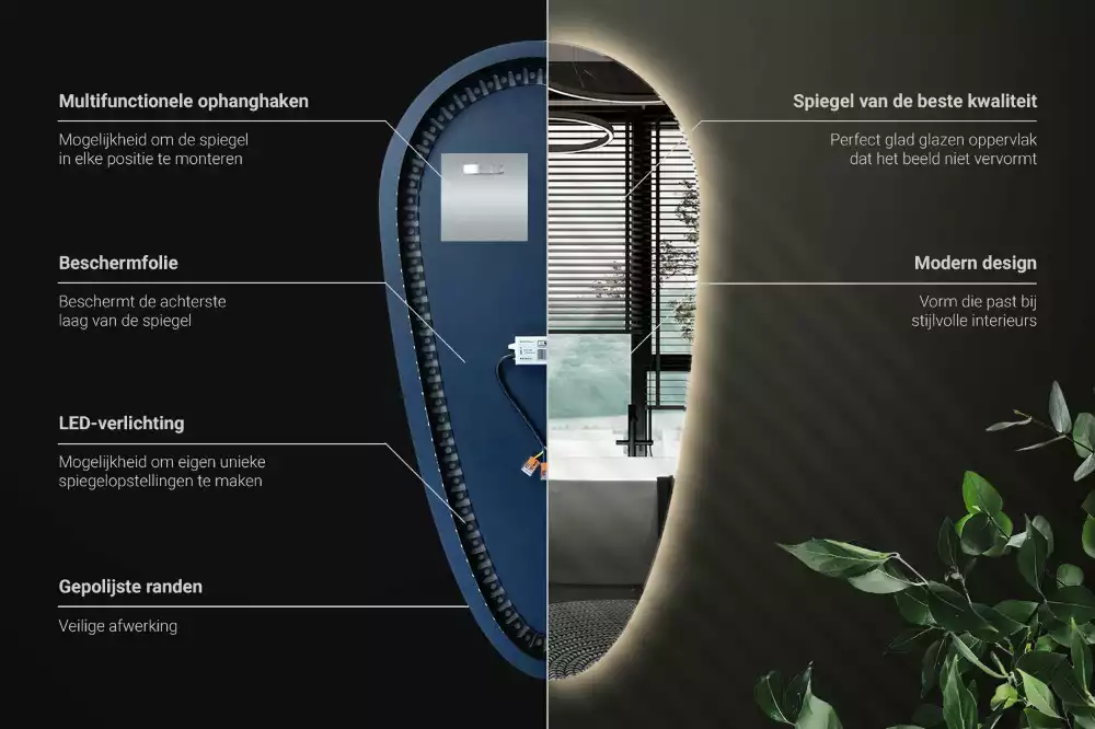 Druppel spiegel met verlichting decoratief