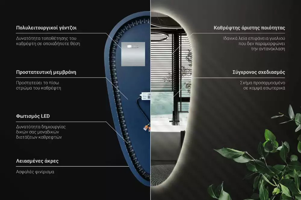 Druppel spiegel met verlichting decoratief