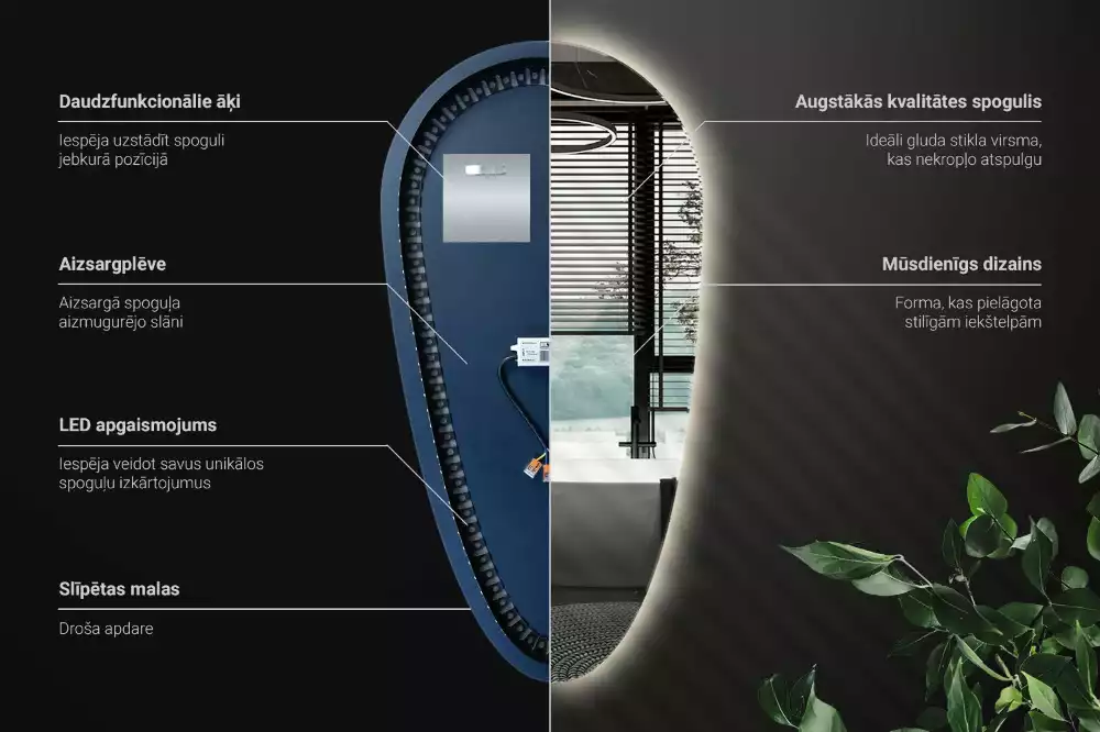 Druppel spiegel met verlichting decoratief