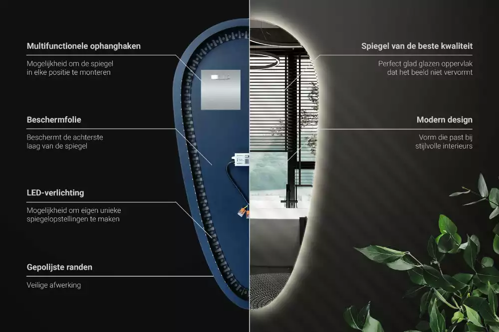 Druppel spiegel met verlichting decoratief