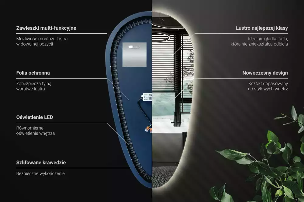Druppel spiegel met verlichting decoratief