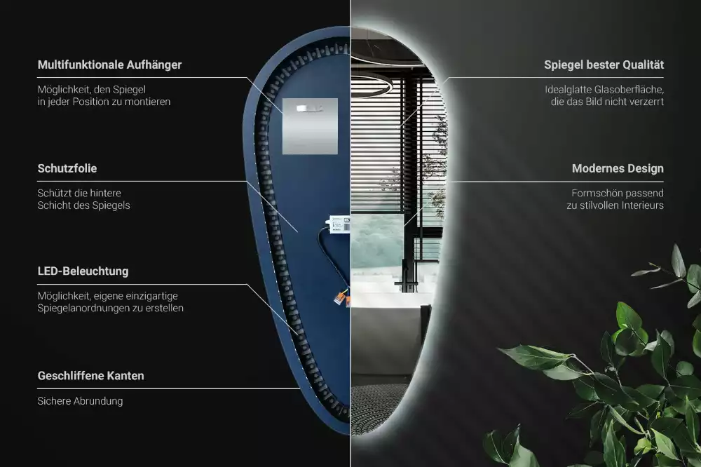 Druppel spiegel met verlichting decoratief