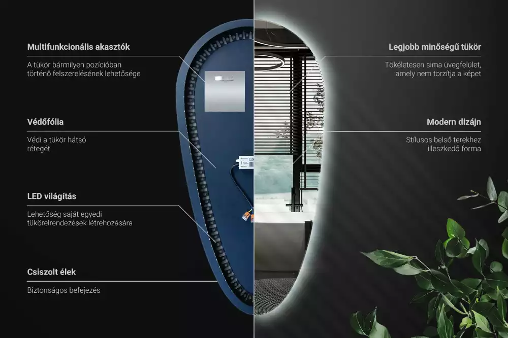 Druppel spiegel met verlichting decoratief