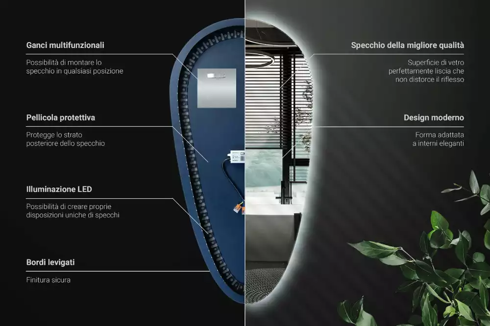 Druppel spiegel met verlichting decoratief