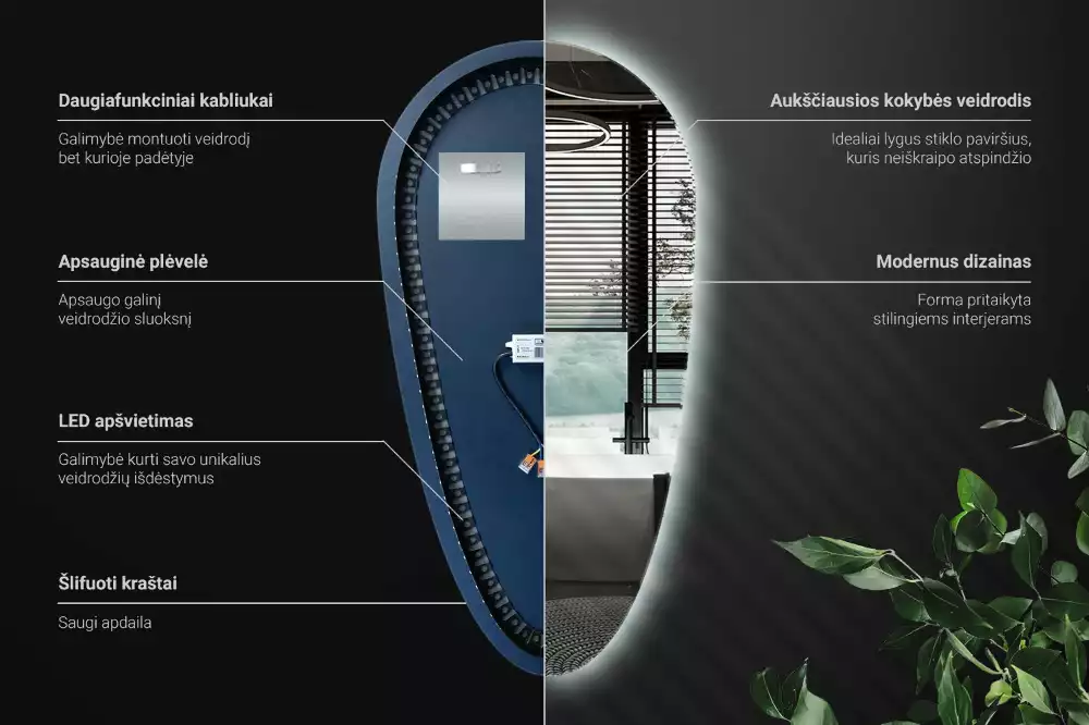 Druppel spiegel met verlichting decoratief