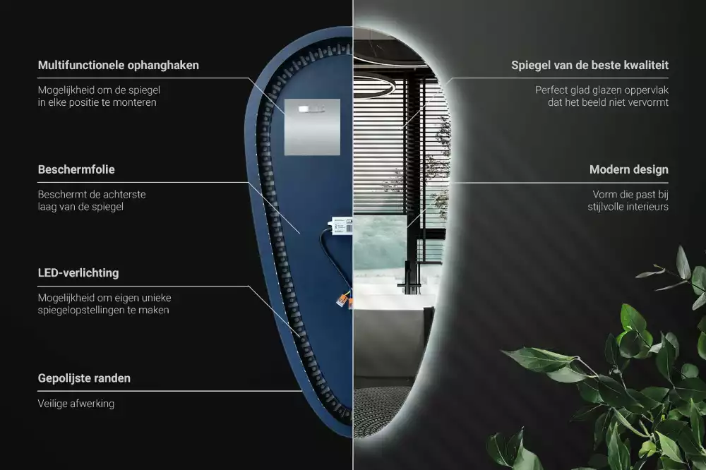 Druppel spiegel met verlichting decoratief